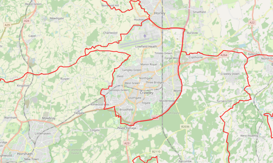 Crawley’s constituency boundaries