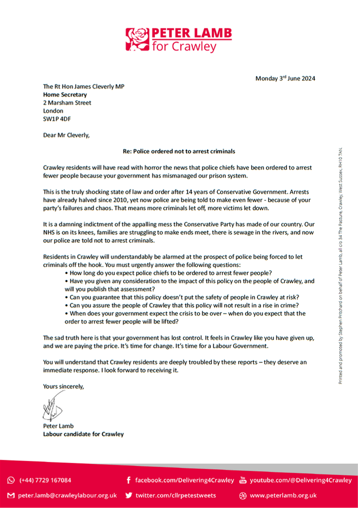 Labour demands safety assurances as prison overcrowding means police chiefs ordered to arrest fewer people